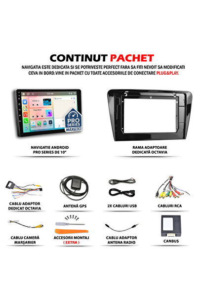 MaxTech Navigatie Skoda Octavia 3 (2013-2020) dedicata, 6 GB Ram 128 GB Rom OctaCore, Carplay & Android