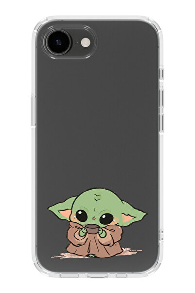 moonset Iphone 16E Uyumlu Baby Yoda Tasarımlı Baskılı Şeffaf Telefon Kılıfı