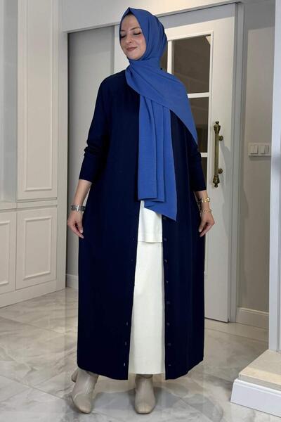 Rabia Şamlı Πλεκτό Ζακέτα Ferace Ναυτικό Μπλε