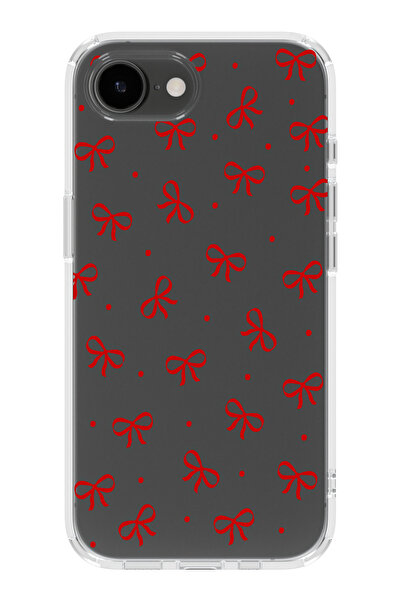 moonset Iphone 16E Uyumlu Kurdele Tasarımlı Baskılı Şeffaf Telefon Kılıfı