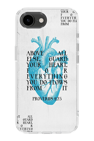 moonset Iphone 16E Uyumlu Kalp Kolaj Tasarımlı Baskılı Şeffaf Telefon Kılıfı