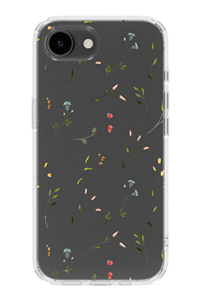 moonset Iphone 16E Uyumlu Çiçekler Tasarımlı Baskılı Şeffaf Telefon Kılıfı