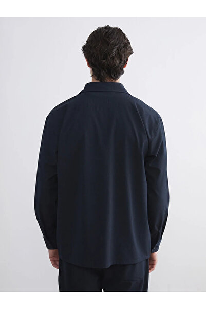 LC Waikiki Ανδρικό πουκάμισο με μακρυμάνικο γιακά XSIDE Navy Blue