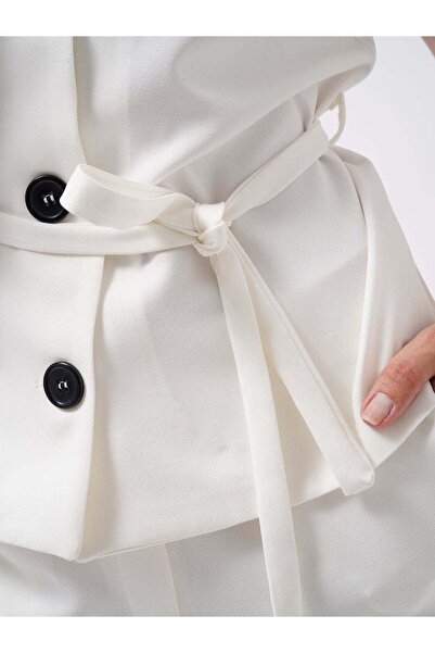 Maxi modena Belted Woven White Vest - m