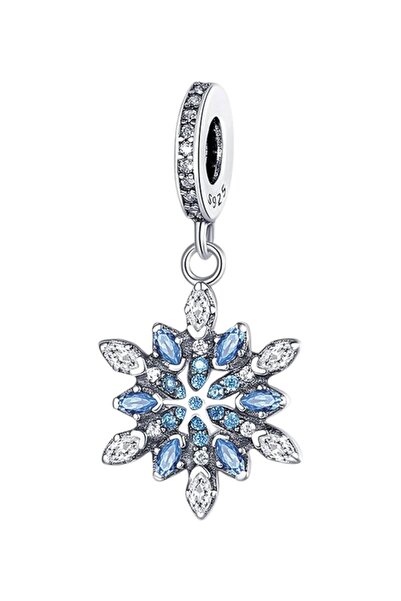 Dumledo Işıltılı Mavi Taşlı Kar Tanesi Charm | 925 Ayar Gümüş
