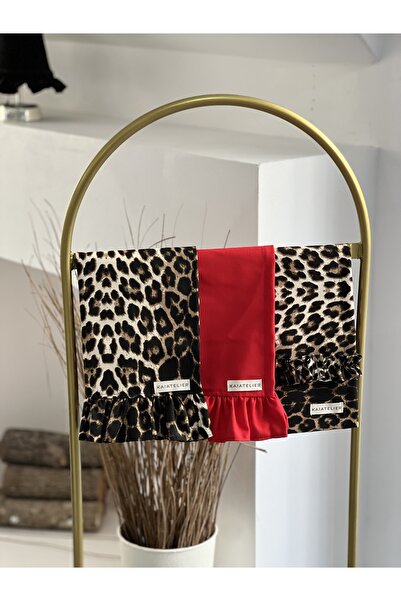 KaiAtelier 3-Piece Leopard X Lovely Linen Frilly Drying Cloth