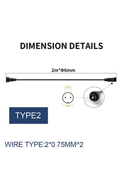 Choice1 سلك تمديد بطول مترين من النوع الثاني ثنائي الدبابيس، مقاوم للماء بمعي...
