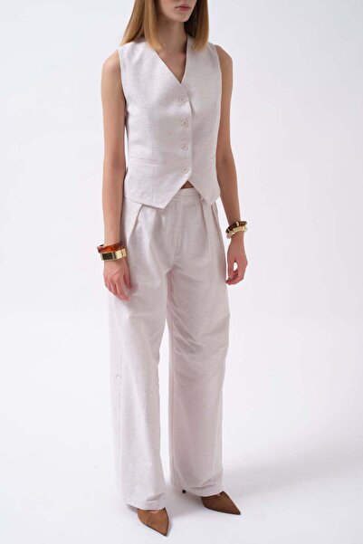 Maxi modena Flato Pocket Buttoned White Vest