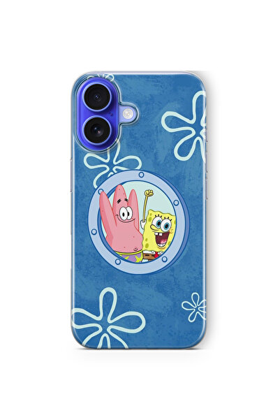 iPhone 17 Uyumlu Sponge Bob Tasarım Baskılı Şeffaf Kılıf