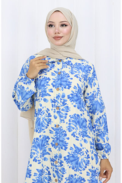 sefamerve Tunica lungă din țesătură de viscoză cu nasturi pe lungime 0174-01 Saks