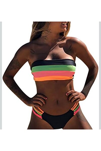 ARDSU Σετ μπικίνι χωρίς λουράκια με νέον ρίγες