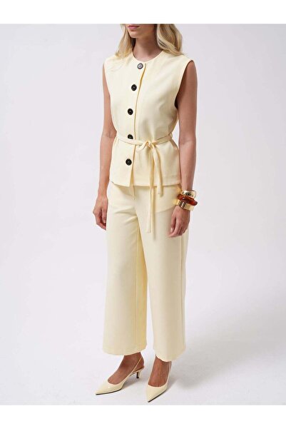 Maxi modena Belted Woven Yellow Vest - L