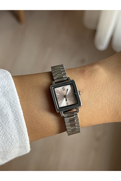 Vola Collection Pink Square Dial Silver Steel Band Minimal Women's Wristwatch - 64