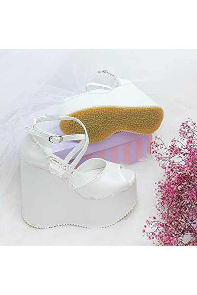 ASLIACAR 15 cm High Wedge Heel, Slightly Sloping Platform, Wide Bottom Sole, Comfortable Bridal Shoes Aslı Acar