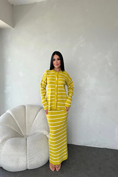 kamacibutik Crew Neck Button-Front Two-Piece Knitwear Dress