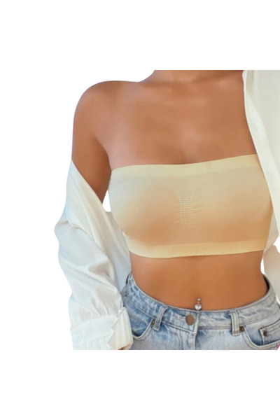 Fstyle Strapless compression bra with breathable mesh back in multi-color design, designed to compress and tighten the chest