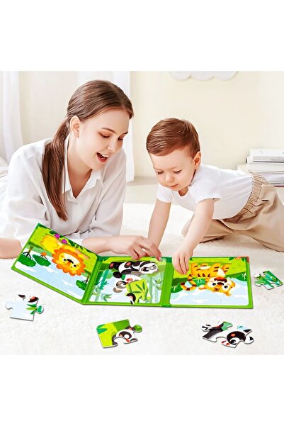 Picodino Puzzle Game Set - 3-in-1 Airplane Puzzle Book, Portable and Foldable