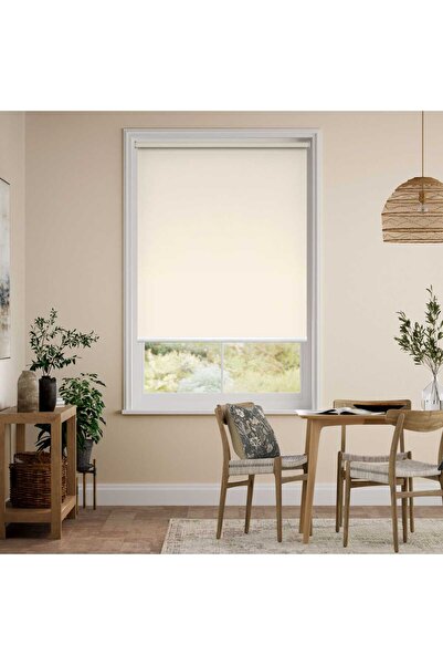 SAYDEMİR HOME LuxeKeten Mat Ekru Stor Perde Alüminyum Kasa Düz Çıtalı