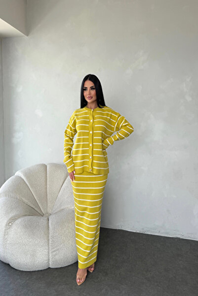 kamacibutik Crew Neck Button-Front Two-Piece Knitwear Dress