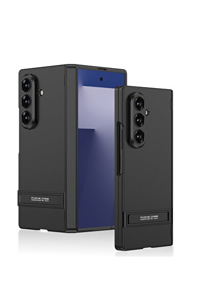 UnDePlus Samsung Galaxy Z Fold 7 Kılıf Kıpta Standlı Kapak Siyah