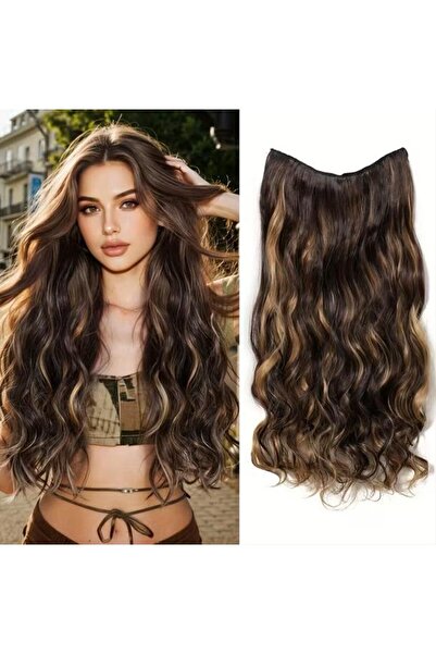 Zeysum Kahverengi Yarımay Saç Dalgalı Balyaj Çıtçıtlı Postiş Takma Saç 60 Cm 110gr Isıya Dayanıklı