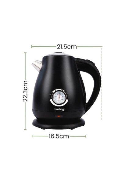 Huslog Fierbător electric Retro 1,7 l, oțel inoxidabil, 2200 W, negru