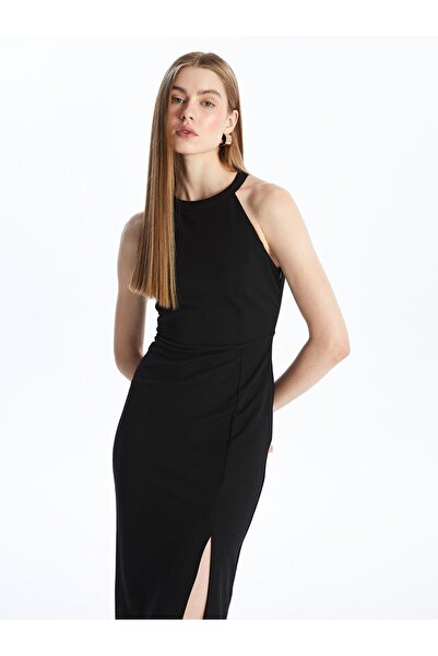 LC Waikiki LCW Vision YENİ SEZON Kadın Halter Yaka Düz Abiye Elbise
