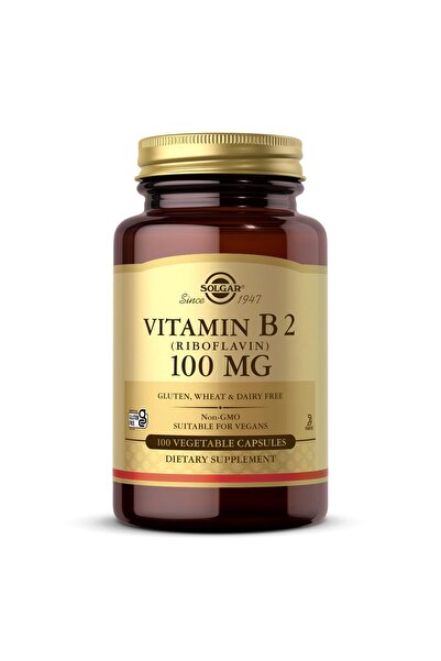 Solgar Vitamin B2 (Riboflavin) 100mg, 100 Vegan Capsules - Energy & Nervous S...