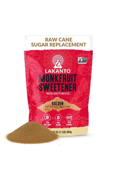 Lakanto مُحلي فاكهة الراهب الذهبي مع إريثريتول، بديل للسكر للخبز والقهوة والشاي، 1 رطل