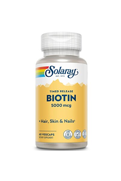 Solaray بيوتين ٥٠٠٠ ميكروغرام، مُفعّل مؤقتًا للشعر والبشرة والأظافر | ٦٠ كبسو...