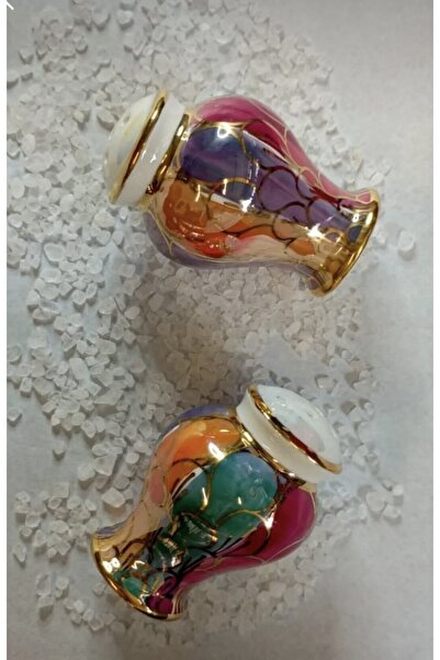 Handmade ESTERHOMEDECOR 2’li el boyama porselen tuzluk