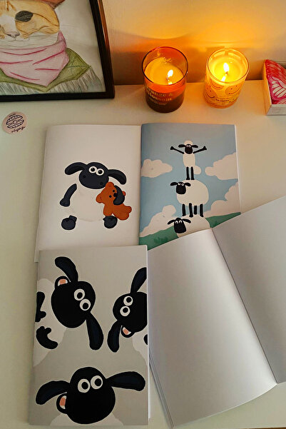 İnci Rüyası Hediyelik 4-Piece Stapled Notebook with Shaun the Sheep Design - Unlined, A5, Notepad, 30 Sheets