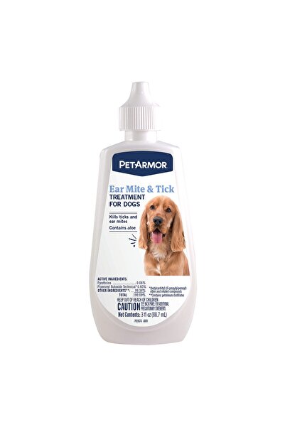 PETARMOR Ear Mite Treatment for Dogs Kills Ticks & Mites, Soothes with Aloe, 3oz