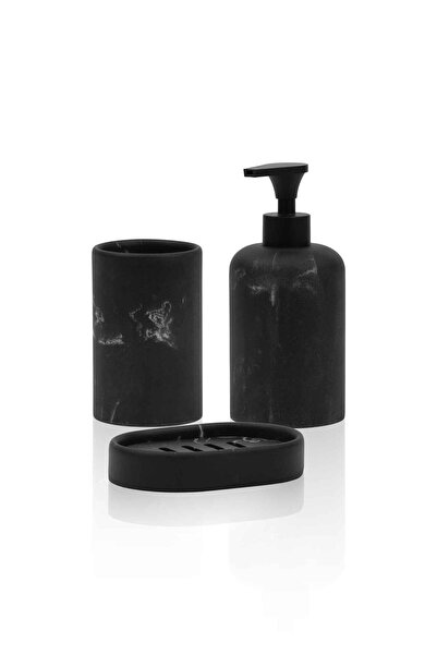 The Mia Marble Bathroom Set Black Black 3 Pieces
