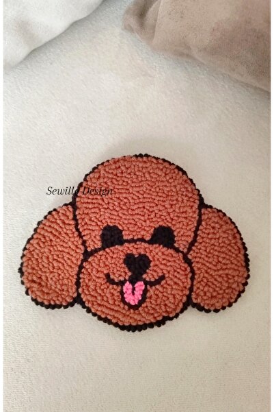 Sewille Design Hand Made Punch İşlemeli Toy Poodle Köpek Masaüstü Bardak Altlığı