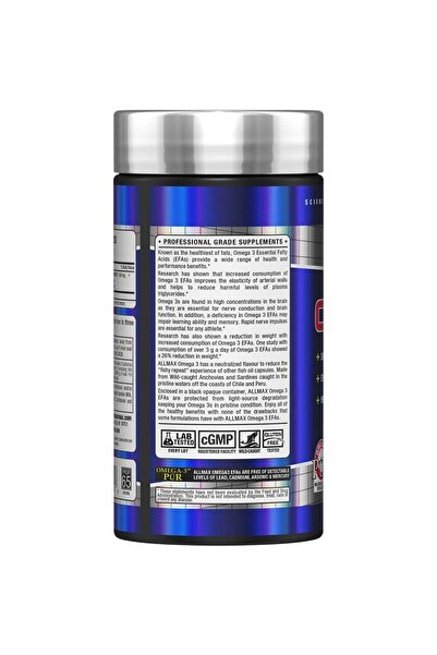 ALLMAX Nutrition Omega 3 Ultra-Pure Cold-Water Fish Oil Concentrate, 180 Count