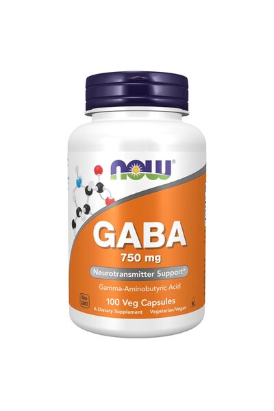Now Foods مكملات غذائية، حمض جاما أمينوبوتيريك (GABA) 750 ملغ، دعم الناقل الع...