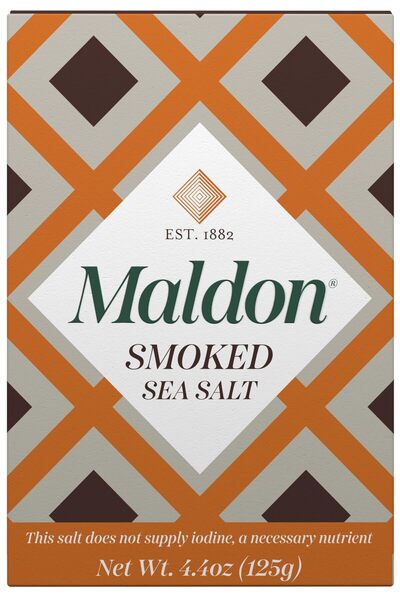 Maldon Smoked Sea Salt Flakes, 4.4 oz, Gently Smoked Over Oak