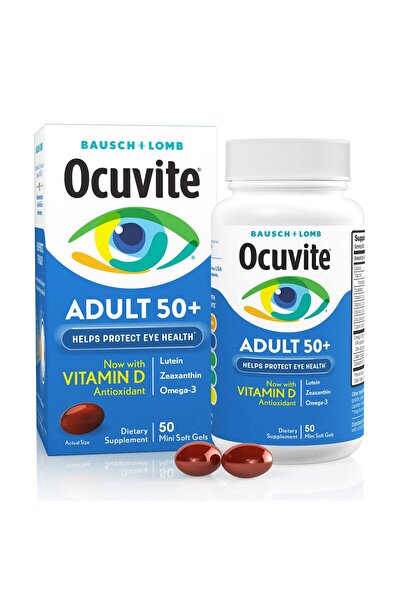 Ocuvite 50+ Eye Vitamin & Mineral Supplement with Omega-3, Lutein & Zeaxanthin, 50 Softgels