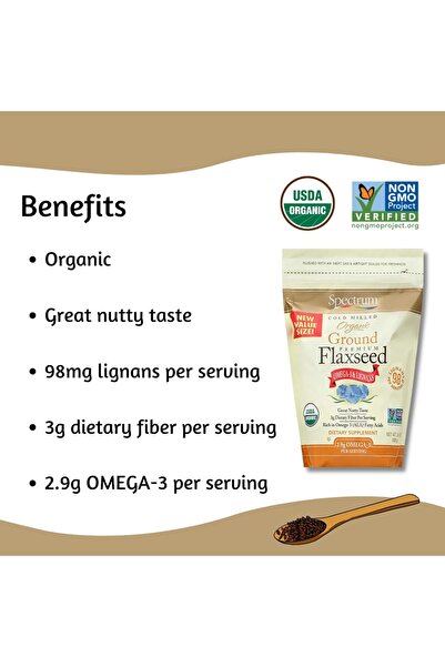Spectrum Essentials Organic Premium Ground Flaxseed 14 oz