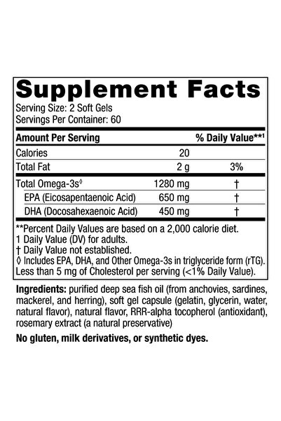 Nordic Naturals Ultimate Omega Lemon Flavor - 120 Softgels, 1280mg Fish Oil with EPA & DHA for Brain & Heart