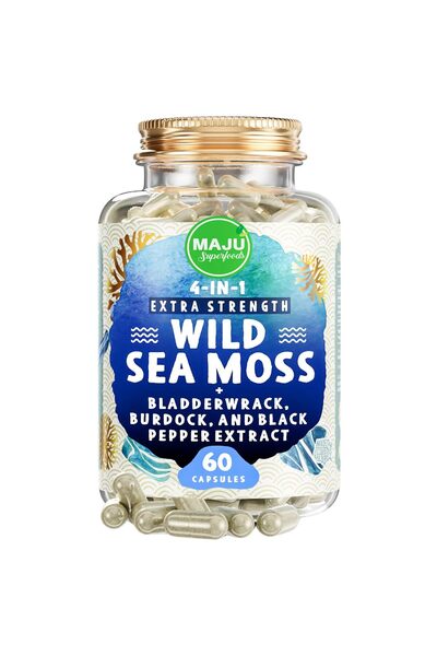 Maju Superfoods كبسولات ماجو ٤ في ١ من الطحالب البحرية العضوية مع عشبة المثان...