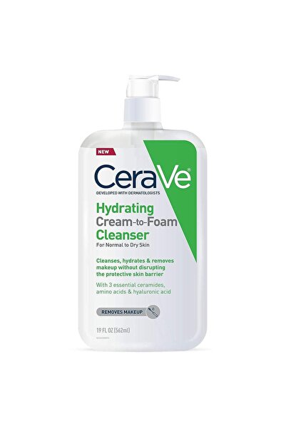 CeraVe Hydrating Cream to Foam Cleanser with Hyaluronic Acid for Dry Skin, Fr...