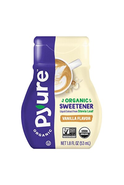 Pyure مُحليّ سائل عضوي بنكهة الفانيليا وستيفيا | قطرات خالية من السكر | كيتو، خالٍ من السعرات الحرارية | 1.8 أونصة
