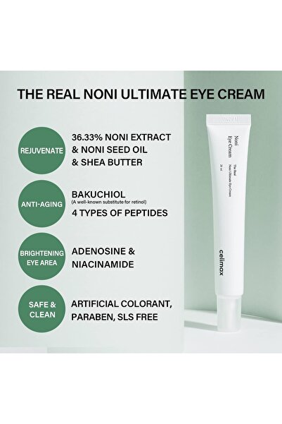 Celimax Real Noni Eye Cream with Noni & Bakuchiol for Wrinkles, Dark Circles & Sensitive Skin, 20ml