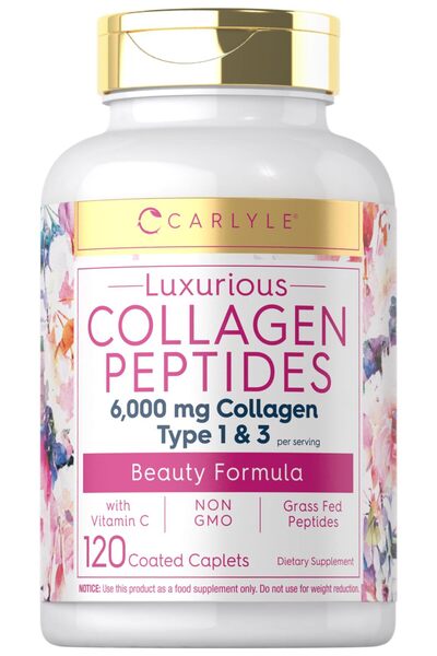 Carlyle Collagen with Vitamin C | 6000mg | 120 Caplets | Multi Collagen Peptides