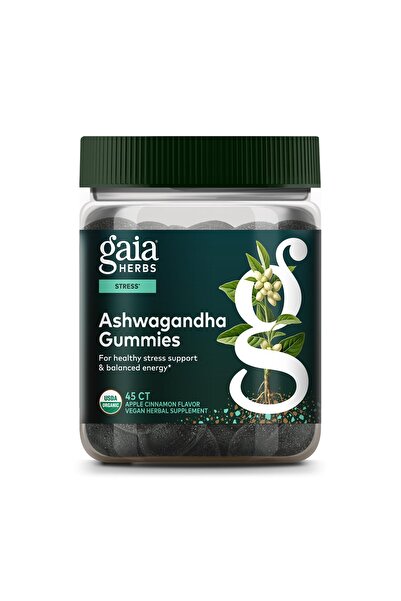 GAIA HERBS حلوى الأشواغاندا العضوية، لدعم التوتر، القرفة، الزنجبيل، خالية من الغلوتين، نباتية، 45 قطعة