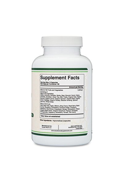 Double Wood Supplements Daily Blend of 49 Fruits & Vegetables, 180 Vegan Capsules by Double Wood