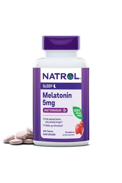Natrol Melatonin 5mg Fast Dissolve Strawberry Tablets, 200 Count