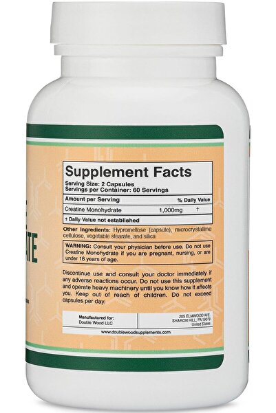 Double Wood Supplements Creatine Monohydrate Capsules - 1g, 120 Count by Double Wood